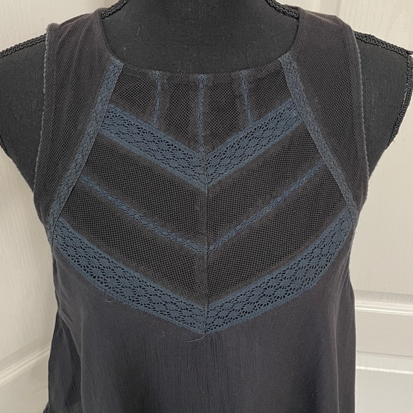 Free People tank top vest XS lace mesh charcoal black - Picture 3 of 10